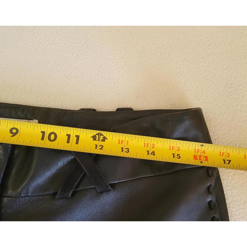 Margaret Godfrey women's black leather pants sz8 W16.5 zipper 2 hook closure - Picture 12 of 12